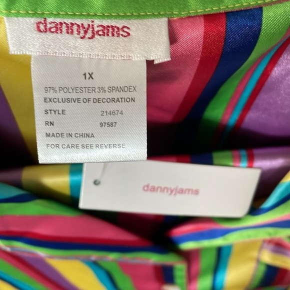 Dannyjams PJs Women Size 1X Rainbow Colored Stripes Silky Soft - Picture 8 of 11